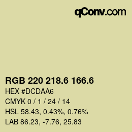 カラーコード: RGB 220 218.6 166.6 | qconv.com
