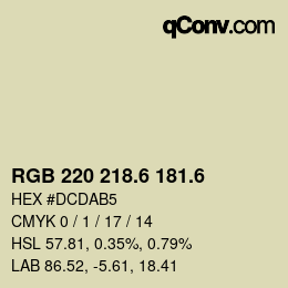 カラーコード: RGB 220 218.6 181.6 | qconv.com