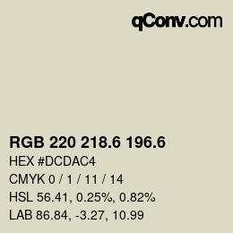 カラーコード: RGB 220 218.6 196.6 | qconv.com