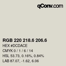 カラーコード: RGB 220 218.6 206.6 | qconv.com