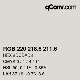 カラーコード: RGB 220 218.6 211.6 | qconv.com
