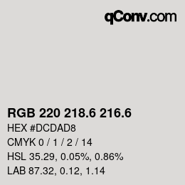 カラーコード: RGB 220 218.6 216.6 | qconv.com