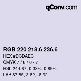 カラーコード: RGB 220 218.6 236.6 | qconv.com