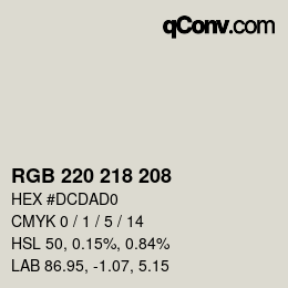 颜色代码: RGB 220 218 208 | qconv.com