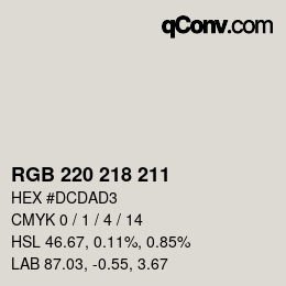 颜色代码: RGB 220 218 211 | qconv.com
