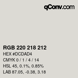 Color code: RGB 220 218 212 | qconv.com