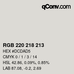 Color code: RGB 220 218 213 | qconv.com