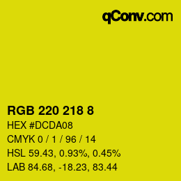 Color code: RGB 220 218 8 | qconv.com