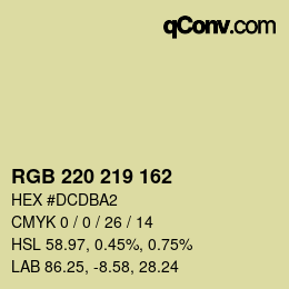Color code: RGB 220 219 162 | qconv.com