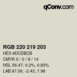 カラーコード: RGB 220 219 203 | qconv.com