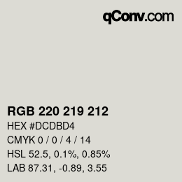 Farbcode: RGB 220 219 212 | qconv.com