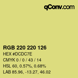Color code: RGB 220 220 126 | qconv.com