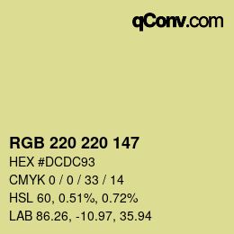 Color code: RGB 220 220 147 | qconv.com