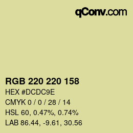 Color code: RGB 220 220 158 | qconv.com