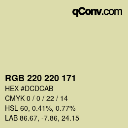 カラーコード: RGB 220 220 171 | qconv.com