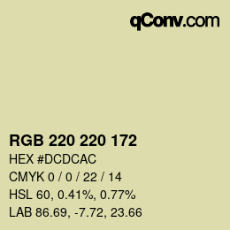 Color code: RGB 220 220 172 | qconv.com