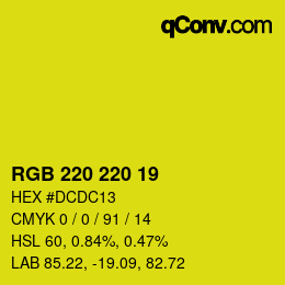 Color code: RGB 220 220 19 | qconv.com