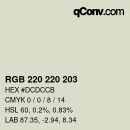 Color code: RGB 220 220 203 | qconv.com