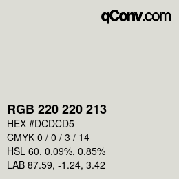 Color code: RGB 220 220 213 | qconv.com