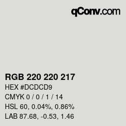 Color code: RGB 220 220 217 | qconv.com