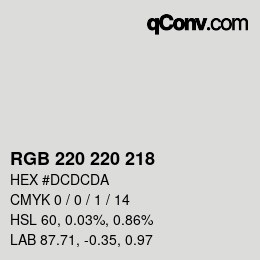 Color code: RGB 220 220 218 | qconv.com