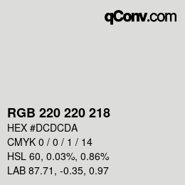 カラーコード: RGB 220 220 218 | qconv.com