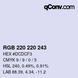 Color code: RGB 220 220 243 | qconv.com