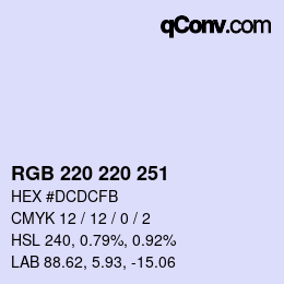 Color code: RGB 220 220 251 | qconv.com