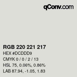 Color code: RGB 220 221 217 | qconv.com