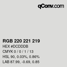 Color code: RGB 220 221 219 | qconv.com