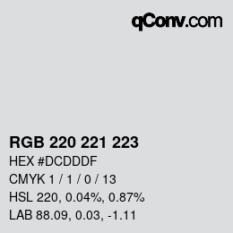 Color code: RGB 220 221 223 | qconv.com