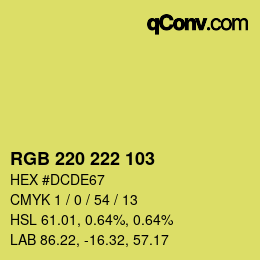 カラーコード: RGB 220 222 103 | qconv.com