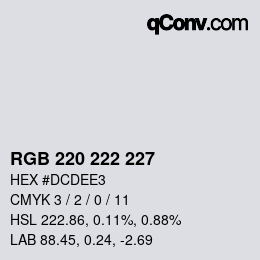 颜色代码: RGB 220 222 227 | qconv.com