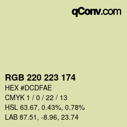 Color code: RGB 220 223 174 | qconv.com