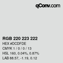Farbcode: RGB 220 223 222 | qconv.com