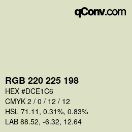 Color code: RGB 220 225 198 | qconv.com