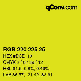 颜色代码: RGB 220 225 25 | qconv.com