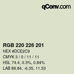 Color code: RGB 220 226 201 | qconv.com