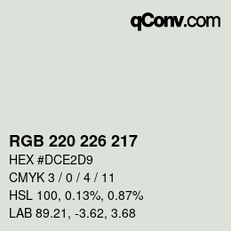 Color code: RGB 220 226 217 | qconv.com