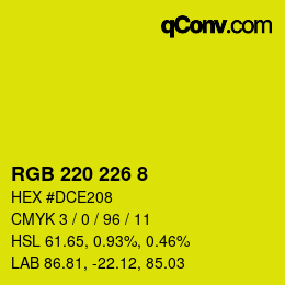カラーコード: RGB 220 226 8 | qconv.com