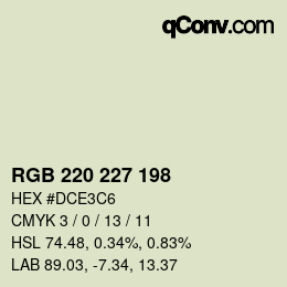 颜色代码: RGB 220 227 198 | qconv.com