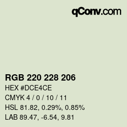 Color code: RGB 220 228 206 | qconv.com