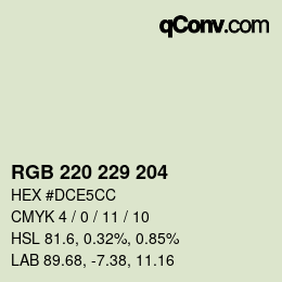 Color code: RGB 220 229 204 | qconv.com