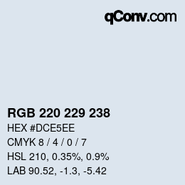 Color code: RGB 220 229 238 | qconv.com