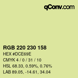 颜色代码: RGB 220 230 158 | qconv.com