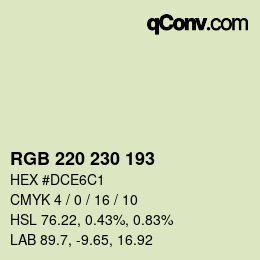 Color code: RGB 220 230 193 | qconv.com