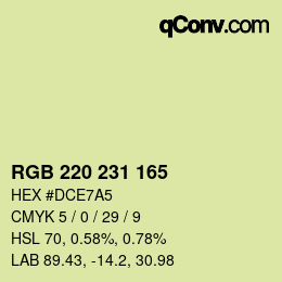 Color code: RGB 220 231 165 | qconv.com