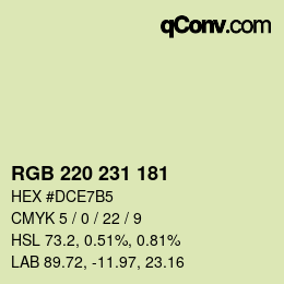 Color code: RGB 220 231 181 | qconv.com