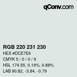 Color code: RGB 220 231 230 | qconv.com