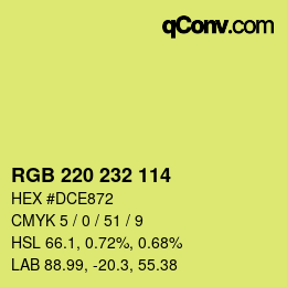 Color code: RGB 220 232 114 | qconv.com